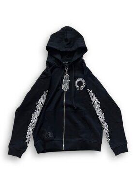 Black Chrome Hearts Horseshoe Floral Zip Up
